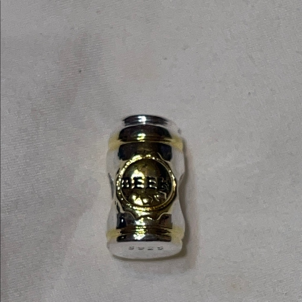 Pandora 925 Sterling Silver and Gold Beer Can Charm